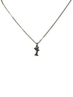 Gold Plated Crown Initial "I" Pendant Necklace with Cubic Zirconia